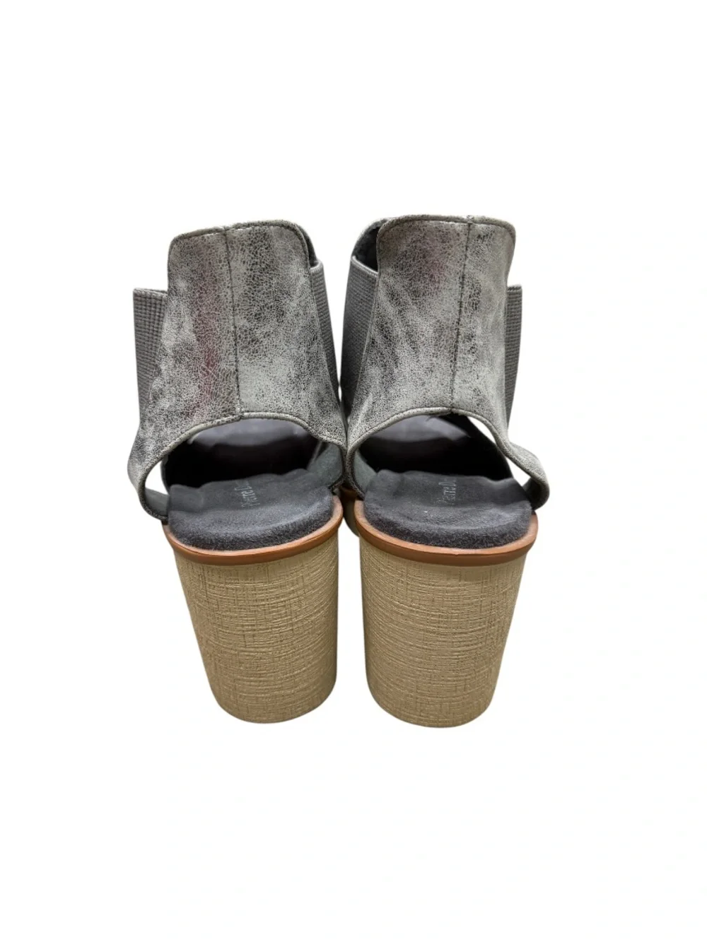 Distressed Metallic Silver Open Toe Platform Sandals Cutout Ankle Booties